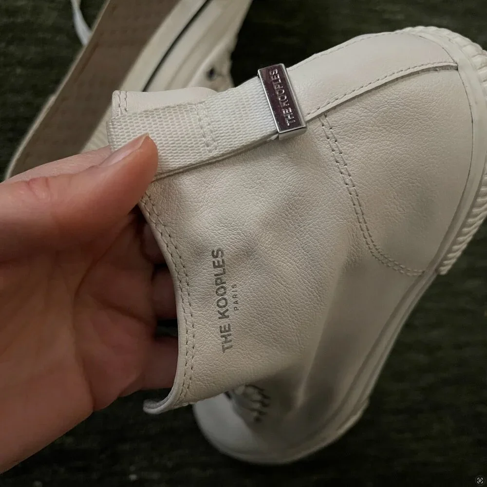 The Kooples White Smooth Leather High-Top Sneakers Men’s Size 10 Street Style - Picture 7 of 9